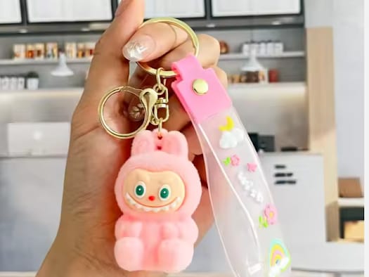 Labubu - Wish & Fuzz Rainbow Wrist‑Strap Key-chain