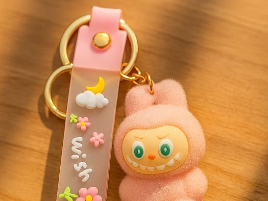 Labubu - Wish & Fuzz Rainbow Wrist‑Strap Key-chain