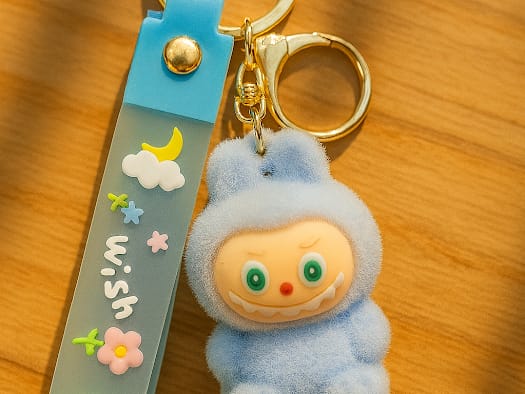 Labubu - Wish & Fuzz Rainbow Wrist‑Strap Key-chain